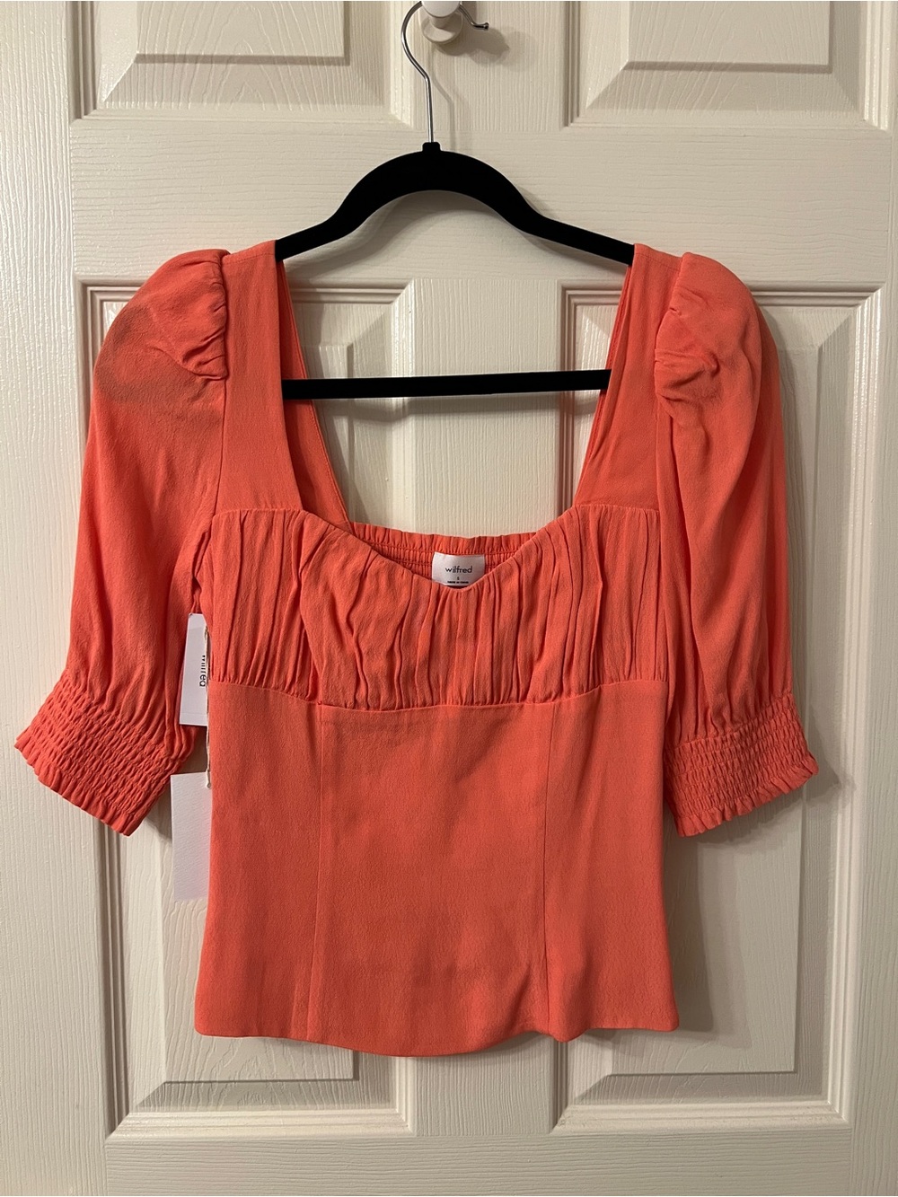 Aritzia Wilfred Pandora Coral Orange Blouse Small